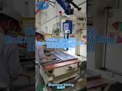 Welding the carbon steel door with rocker arm table spot welding machine