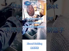 Welding the stainless basket with the seam welding machine